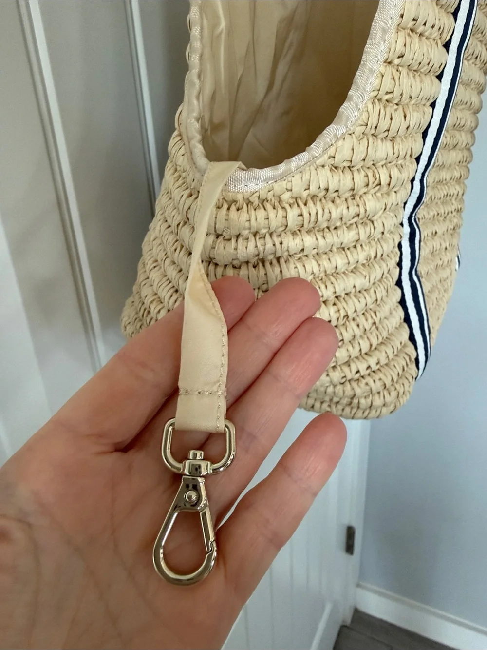 Mark & Graham STRIPED TWILL STRAW PET TOTE CARRIER New